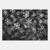 Schwarz-Weiß-Monochrome Snowflake Weihnachten Geschenkpapier Set (Vorderseite)