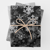 Schwarz-Weiß-Monochrome Snowflake Weihnachten Geschenkpapier Set (Beispiel)