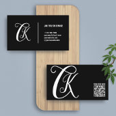 Schwarz-Weiß | Monogram Elegante Business Card Visitenkarte