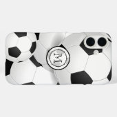 Schwarz-Weiß-Monogram-Fußballball Case-Mate iPhone Hülle (Rückseite (Horizontal))
