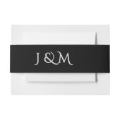 Schwarz/Weiß Monogram Minimal und schicke Hochzeit Einladungsbanderole (Vorderseite Beispiel)