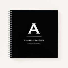 Schwarz-Weiß-Monogram-Notebook | Minimalistischer  Notizblock