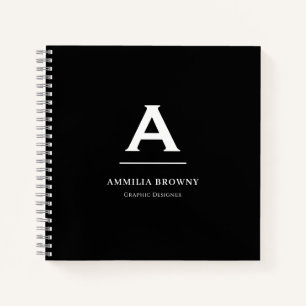 Schwarz-Weiß-Monogram-Notebook   Minimalistischer  Notizblock