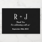 Schwarz-Weiß Monogram Vielen Dank Wedding Mini Schaumweinetikett (Einzelnes Label)
