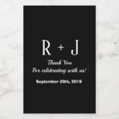 Schwarz-Weiß Monogram Vielen Dank Wedding Mini Weinetikett (Einzelnes Label)