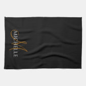 Schwarz-Weiß-Monogramm Anfangsbuchstabe benutzerde Geschirrtuch (Horizontal)