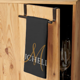 Schwarz-Weiß-Monogramm Anfangsbuchstabe benutzerde Geschirrtuch
