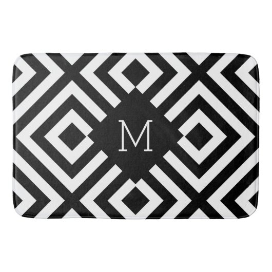 Schwarz-Weiß-Monogramm Badematte (Vorderseite)