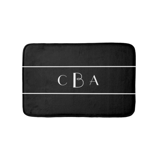 Schwarz-Weiß-Monogramm Badematte (Vorderseite)