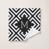 Schwarz-Weiß-Monogramm Badhandtuch Set (Waschlappen)