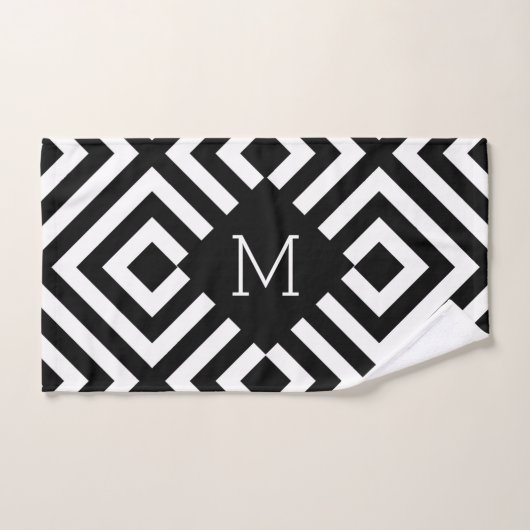 Schwarz-Weiß-Monogramm Badhandtuch Set (Handtuch)