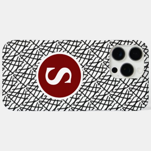 Schwarz-Weiß-Monogramm Case-Mate iPhone Hülle (Rückseite (Horizontal))