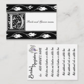 Schwarz-Weiß-Monogramm-D-Bridal-Registrierungskart Begleitkarte (Vorne/Hinten)