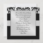 Schwarz-Weiß-Monogramm-Damask-Einladung Einladung (Rückseite)
