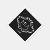 Schwarz-Weiß-Monogramm-Dekoration Serviette (Ecke)