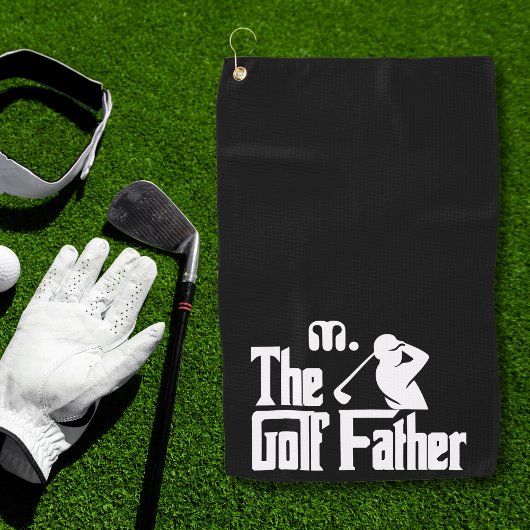 Schwarz-Weiß-Monogramm - Der Golfvater Golfhandtuch
