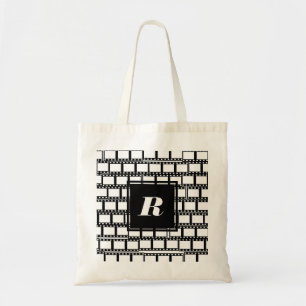 Schwarz-Weiß-Monogramm-Design für Filmliebhaber Tragetasche