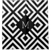 Schwarz-Weiß-Monogramm Duschvorhang (Vorderseite)