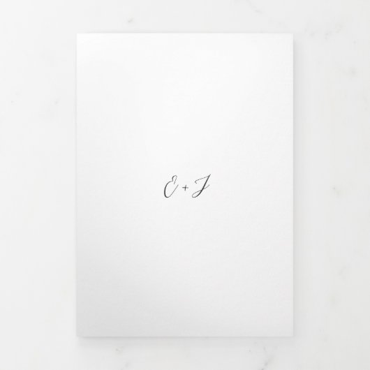 Schwarz-Weiß-Monogramm-Elegant-Hochzeit Dreifach Gefaltete Einladung (Cover)