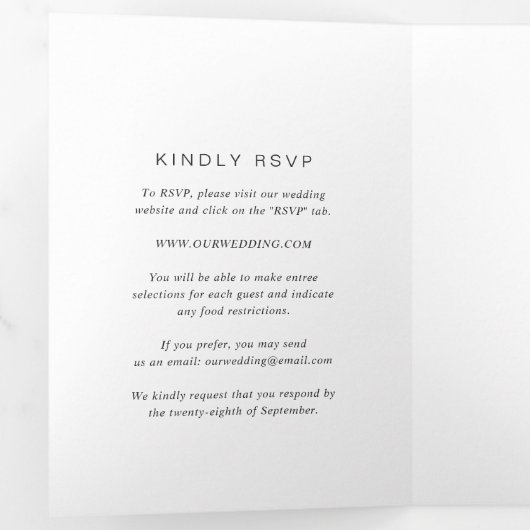 Schwarz-Weiß-Monogramm-Elegant-Hochzeit Dreifach Gefaltete Einladung (Innen Erste Seite)