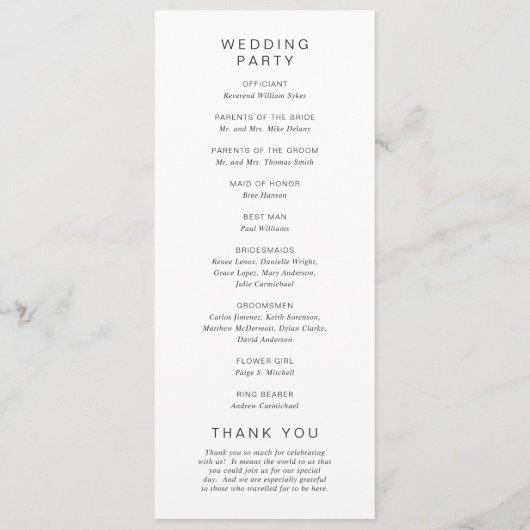 Schwarz-Weiß-Monogramm-Elegant-Hochzeit Programm (Rückseite)