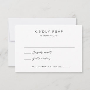 Schwarz-Weiß-Monogramm-Elegant-Hochzeit RSVP Karte