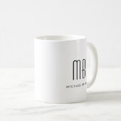 Schwarz-Weiß-Monogramm-Elegant Minimalistisch Kaffeetasse (VorderseiteRechts)