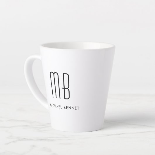 Schwarz-Weiß-Monogramm-Elegant Minimalistisch Milchtasse (Linke Ecke)