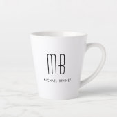 Schwarz-Weiß-Monogramm-Elegant Minimalistisch Milchtasse (Rechts)