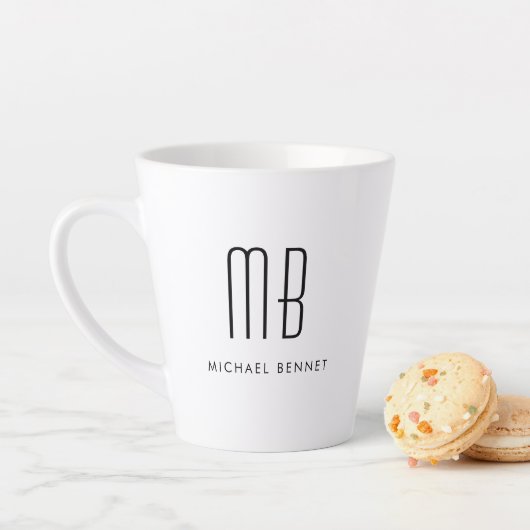 Schwarz-Weiß-Monogramm-Elegant Minimalistisch Milchtasse (Beispiel)