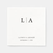 Schwarz-Weiß-Monogramm Elegante Einfache Hochzeit Serviette (Vorderseite)