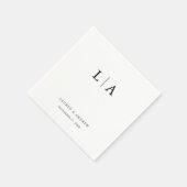 Schwarz-Weiß-Monogramm Elegante Einfache Hochzeit Serviette (Ecke)