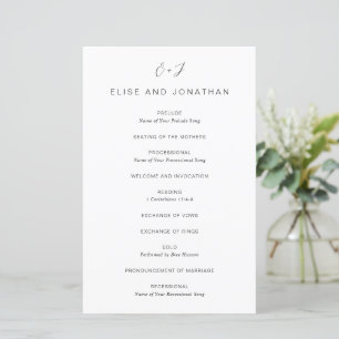 Schwarz-Weiß-Monogramm Elegantes Hochzeitsprogramm