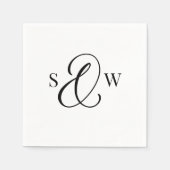 Schwarz-Weiß-Monogramm Et-Zeichen | Luxus-Hochzeit Serviette (Vorderseite)