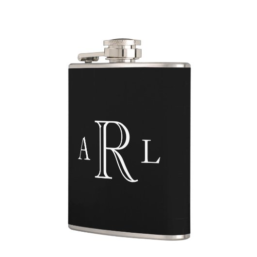 Schwarz-Weiß-Monogramm Flachmann (Links)