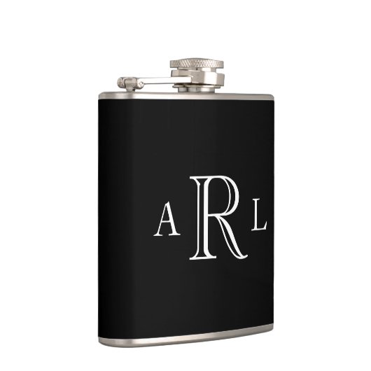 Schwarz-Weiß-Monogramm Flachmann (Rechts)