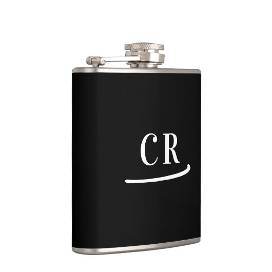 Schwarz-Weiß-Monogramm Flachmann (Rechts)