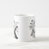 Schwarz-Weiß-Monogramm-Floral Kaffeetasse (Mittel)