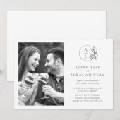 Schwarz-Weiß-Monogramm-Foto Einladung (Vorne/Hinten)