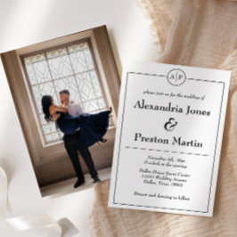 Schwarz-Weiß-Monogramm-Foto Hochzeitseinladung Einladung