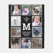 Schwarz-Weiß-Monogramm-FotoCollage 10 Foto Fleecedecke (Vorderseite)