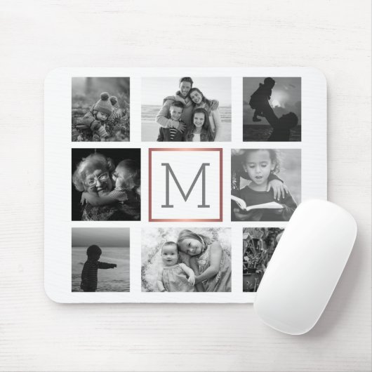 Schwarz-Weiß-Monogramm-FotoCollage Mousepad (Mit Mouse)