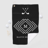 Schwarz-Weiß-Monogramm für personalisierte Männer Golfhandtuch (Insitu)
