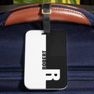 Schwarz-Weiß-Monogramm Gepäckanhänger