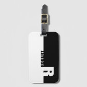 Schwarz-Weiß-Monogramm Gepäckanhänger (Vorderseite Vertikal)