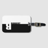 Schwarz-Weiß-Monogramm Gepäckanhänger (Vorderseite (Horizontal))