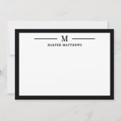 Schwarz-Weiß-Monogramm Geschäftlich Mitteilungskarte (Vorderseite)
