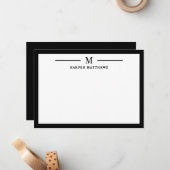 Schwarz-Weiß-Monogramm Geschäftlich Mitteilungskarte (Vorderseite/Rückseite Beispiel)
