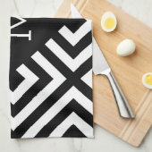 Schwarz-Weiß-Monogramm Geschirrtuch (Viertel Falte)