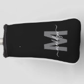 Schwarz Weiß Monogramm Golf Headcover (Vorderseite)